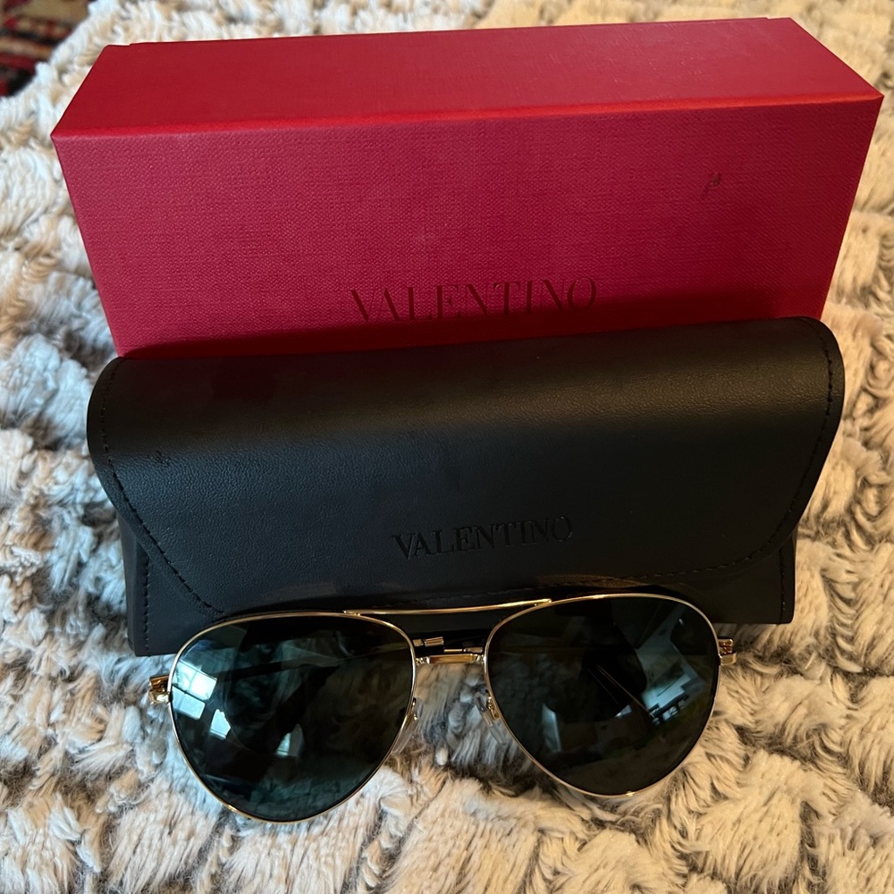 Valentino Gold/Green Womens Aviators
